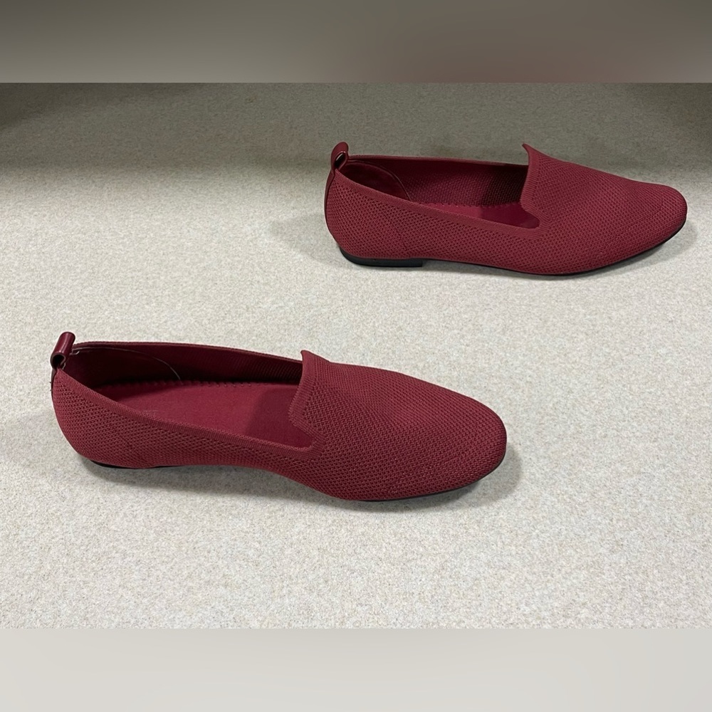 Slip-On Knit Flats in Wine - Picture 5 of 11